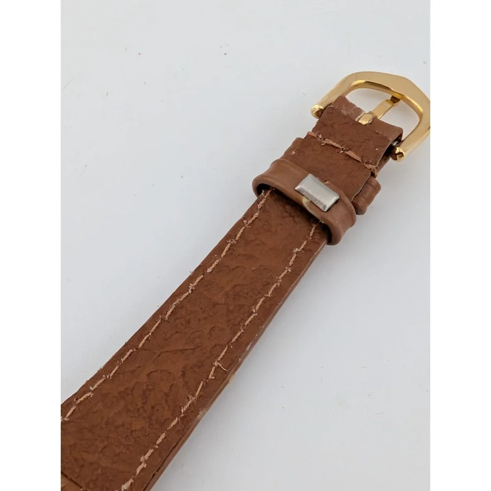 Vintage American Flag‎ Watch Women 26mm Case Brown Leather Band- New Battery
